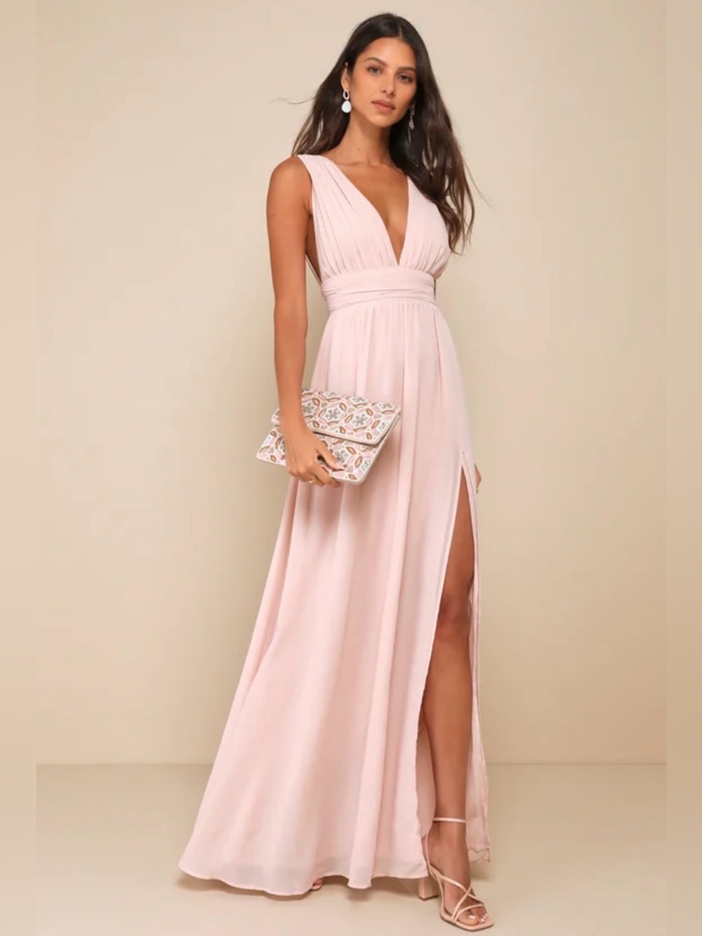 Lulus Heavenly Hues Blush Maxi Dress Size XS NEW w/ Tag